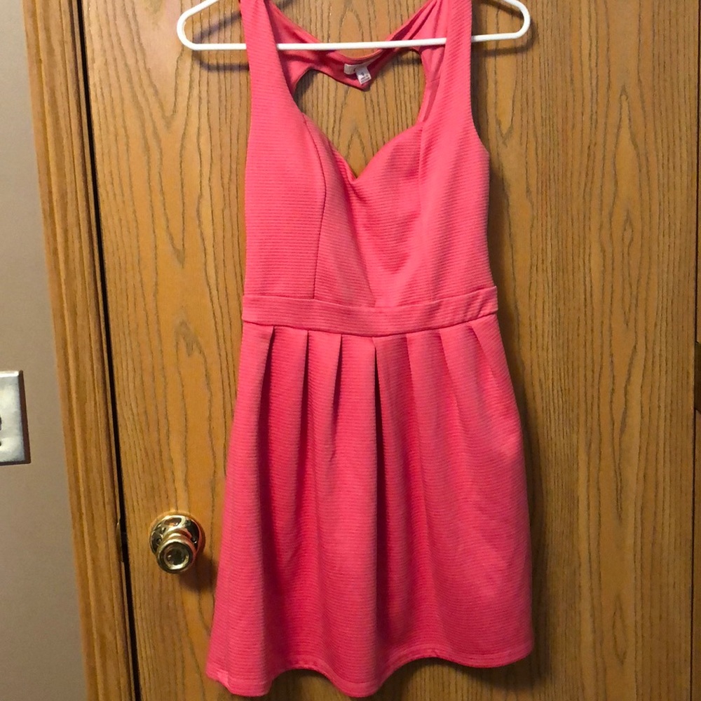 Skater length bubblegum dress with heart cutout
